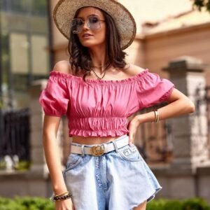 Bluzka Model AMA BLU0166 Amarant - Roco Fashion