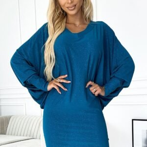 Sukienka Model 402-3 Morski Brokat - Numoco