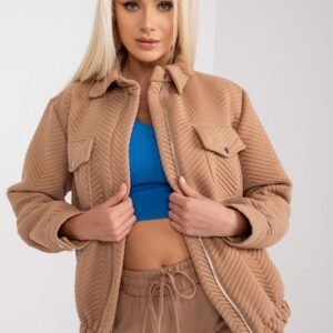 Kurtka Damska Model RV-KR-007.95P Camel - Rue Paris