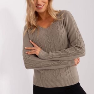 Sweter Damski Model AT-SW-2329.98P Dark Beige - AT
